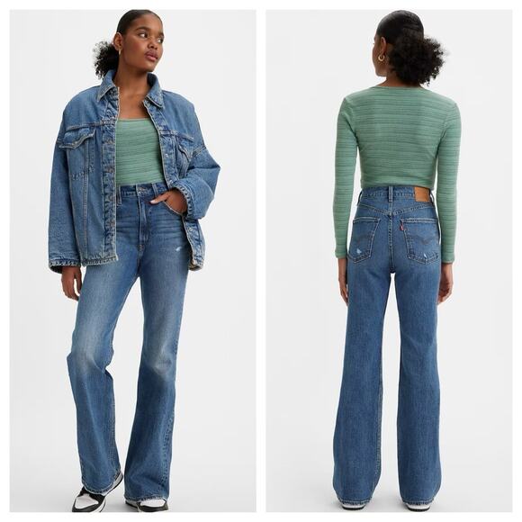 NEW Levi’s 70’s High Rise Flare Premium Jeans Distressed Womens Size W27 L32 - Picture 1 of 9